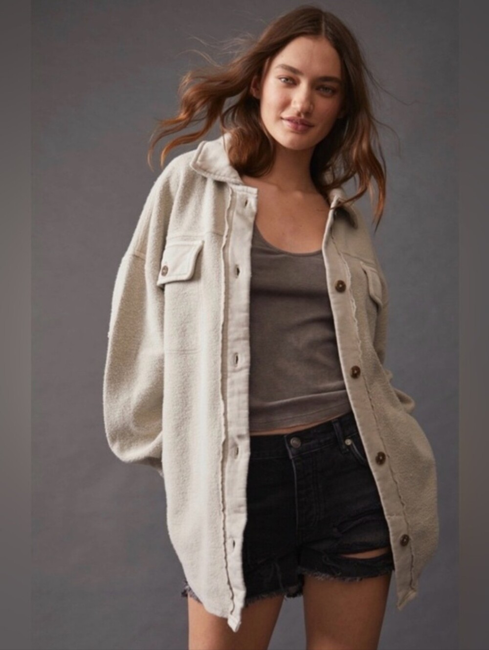 133. Free People "Ruby" Sherpa Shacket Sz L